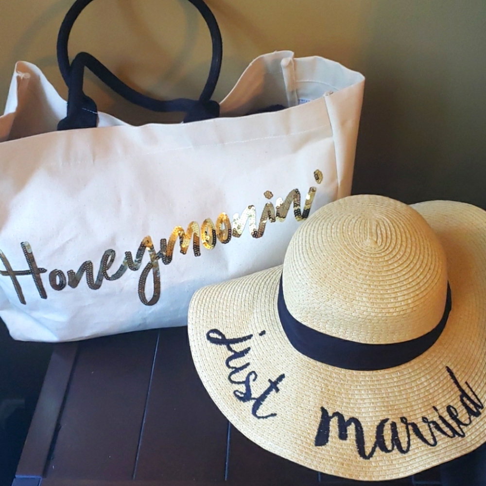 Oversized Honeymoon Tote & Beach Hat NWT